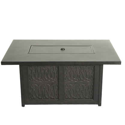 Aluminum Rectangle Fire Table With Fire Glass And Cover - Antique Bronze