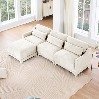 Stylish Sofa With Ottoman And Lumbar Pillows, Ergonomic Design