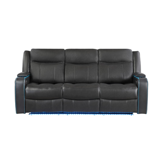 Blanca - Power Reclining Sofa With LED Lights And Power Headrest Frame - Charcoal