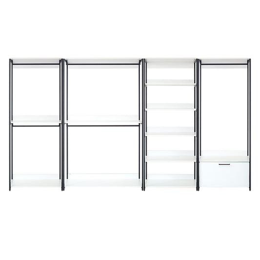 Fiona - Freestanding Walk In Wood Closet System With Metal Frame Durable Storage Solution Melamine - White