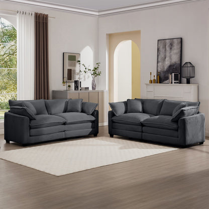 Elegant Corduroy Oversized Sectional Sofa Set With Deep Seats And Flexible Layout