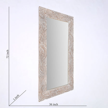 Handcarved Rectangle Mirror Accent With 3mm Glass - Antique White