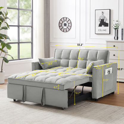 Modern Convertible Velvet Futon Loveseat With Sleeper Bed Function