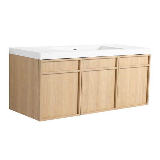 Wall-Mounted Bathroom Vanity With Resin Sink And Soft Closing Doors