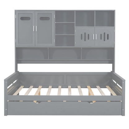 Daybed With All-In-One Cabinet And Shelf