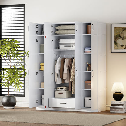 Contemporary 4 Door Wardrobe With 1 Drawer And Top Cabinet