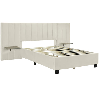 Upholstered Platform Bed With Big Headboard
