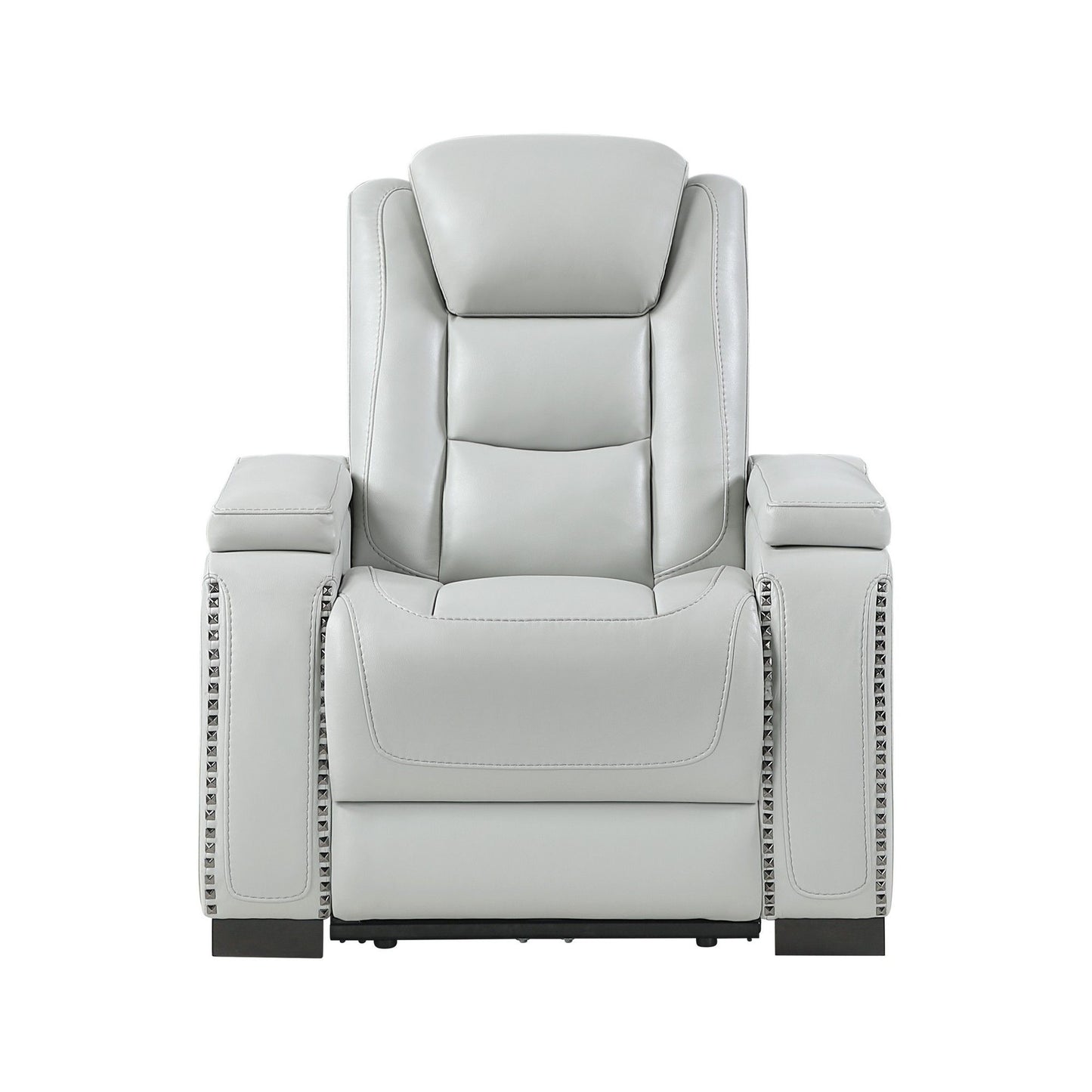Power Recliner With Power Headrest And LED Bookshelf Arms, USB Charging - Grey