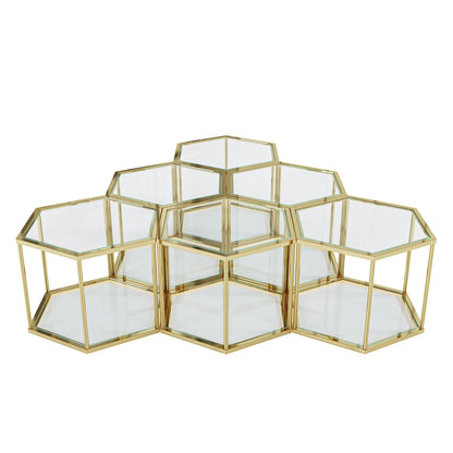 Modern Coffee Table With Double Layer Tempered Glass And Polygonal Design