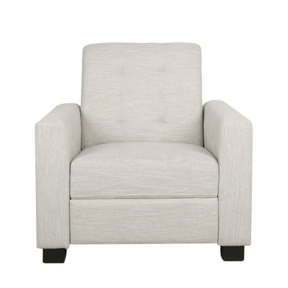 Contemporary Recliner Chair With Push Back Function And Birchwood Legs