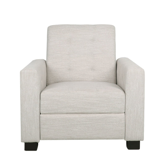 Contemporary Recliner Chair With Push Back Function And Birchwood Legs