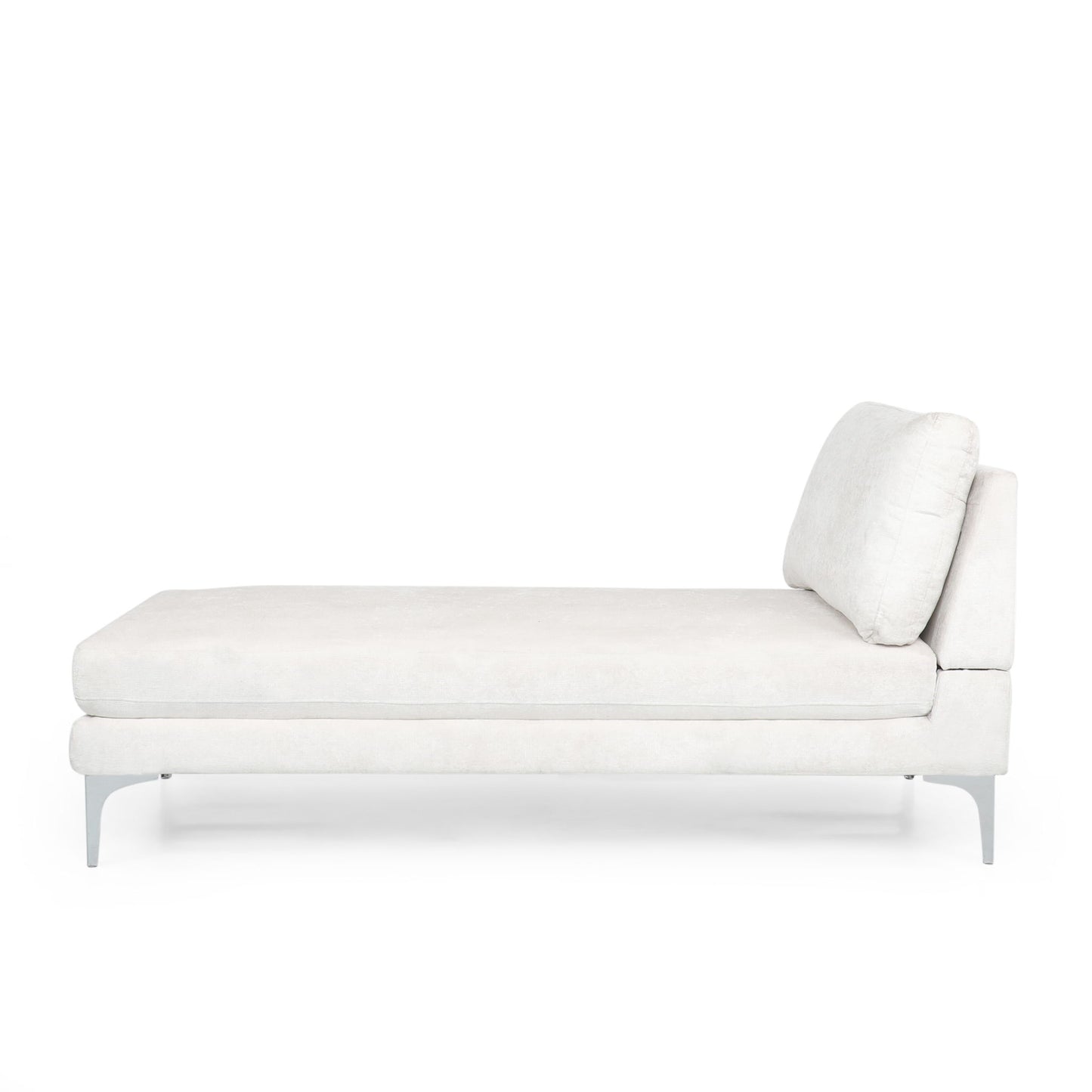 Fabric Upholstered Chaise Lounge With Iron Bracket Legs