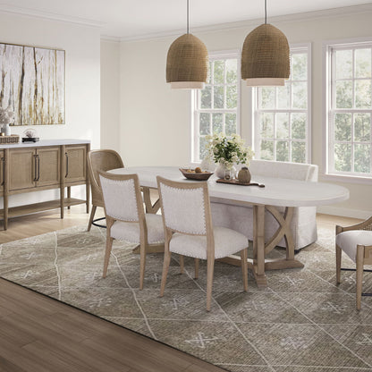 Slip Covered Settee With Casters - Beige