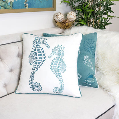 Seahorses Pillow Cover With Matching Back
