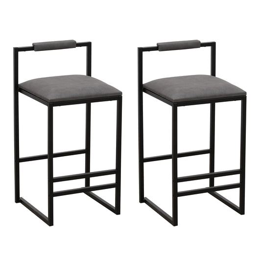 Elegant Bar Stool Set With Backrest And Footrest, Counter Height (Set of 2)