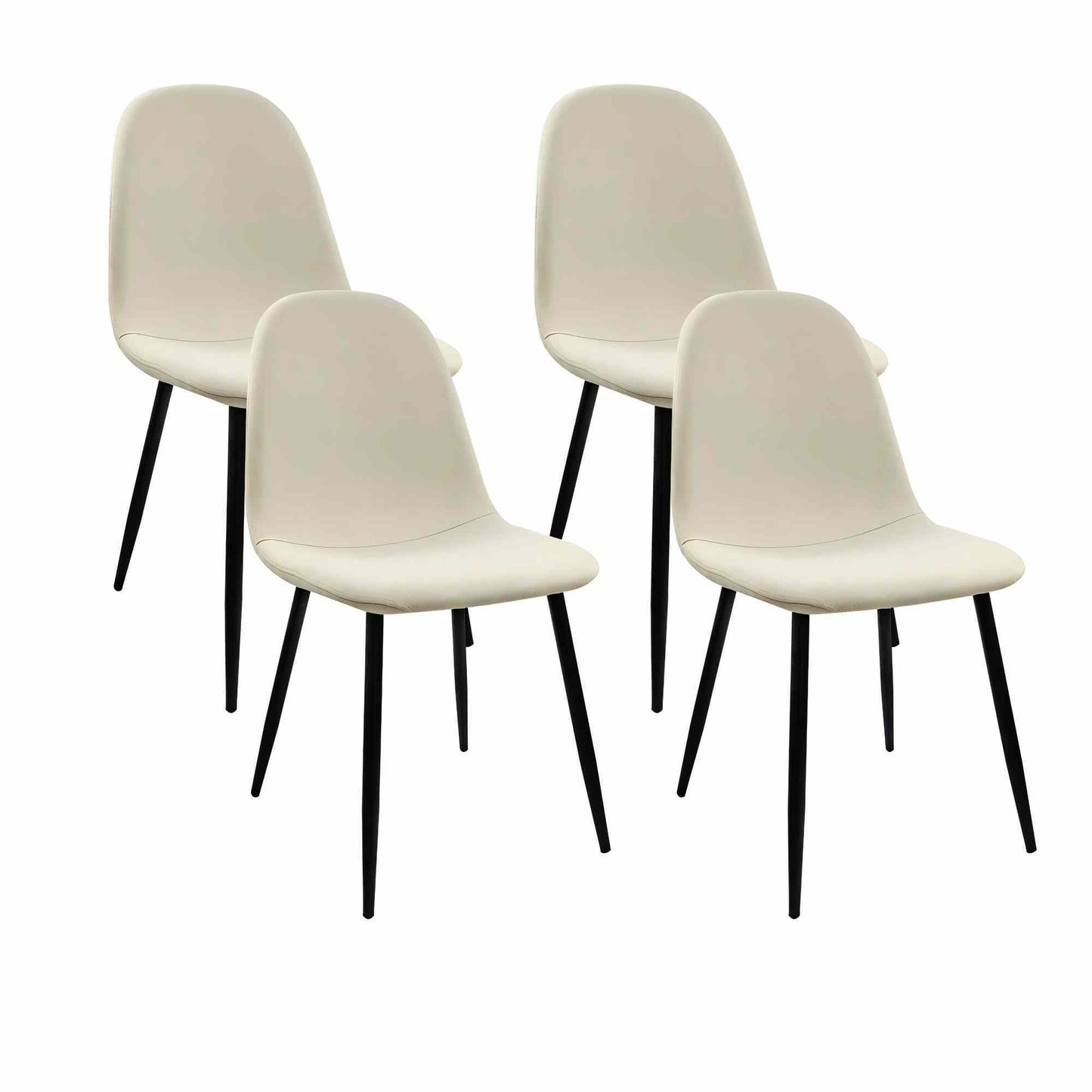 Modern Accent Dining Chairs Upholstered Seat, Metal Legs (Set of 4)