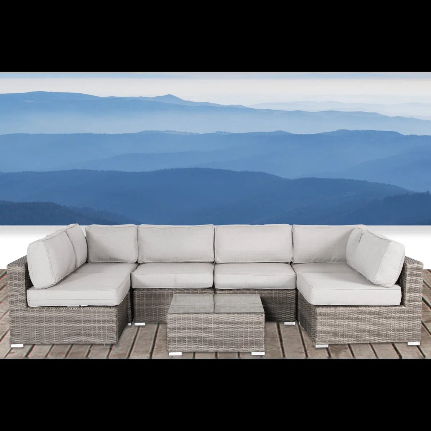 Patio Seating Set With Cushions, Handwoven With Rust Proof Frame - Gray Mix