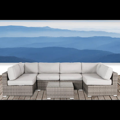 Patio Seating Set With Cushions, Handwoven With Rust Proof Frame - Gray Mix