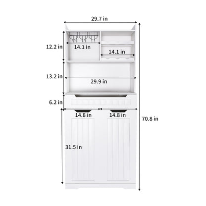 Modern Farmhouse Buffet Cabinet With Hutch Kitchen Storage Sideboard With Drawers & Barn Doors - White