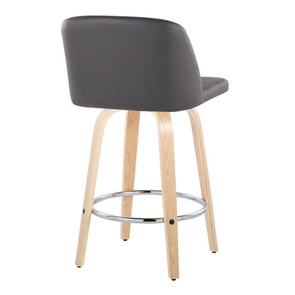 Toriano - Contemporary Fixed-Height Counter Stool With Swivel And Round Footrest (Set of 2)