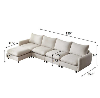 Oversize Modular Free Combination Sectional Sofa Couch With Ottoman For Living Room