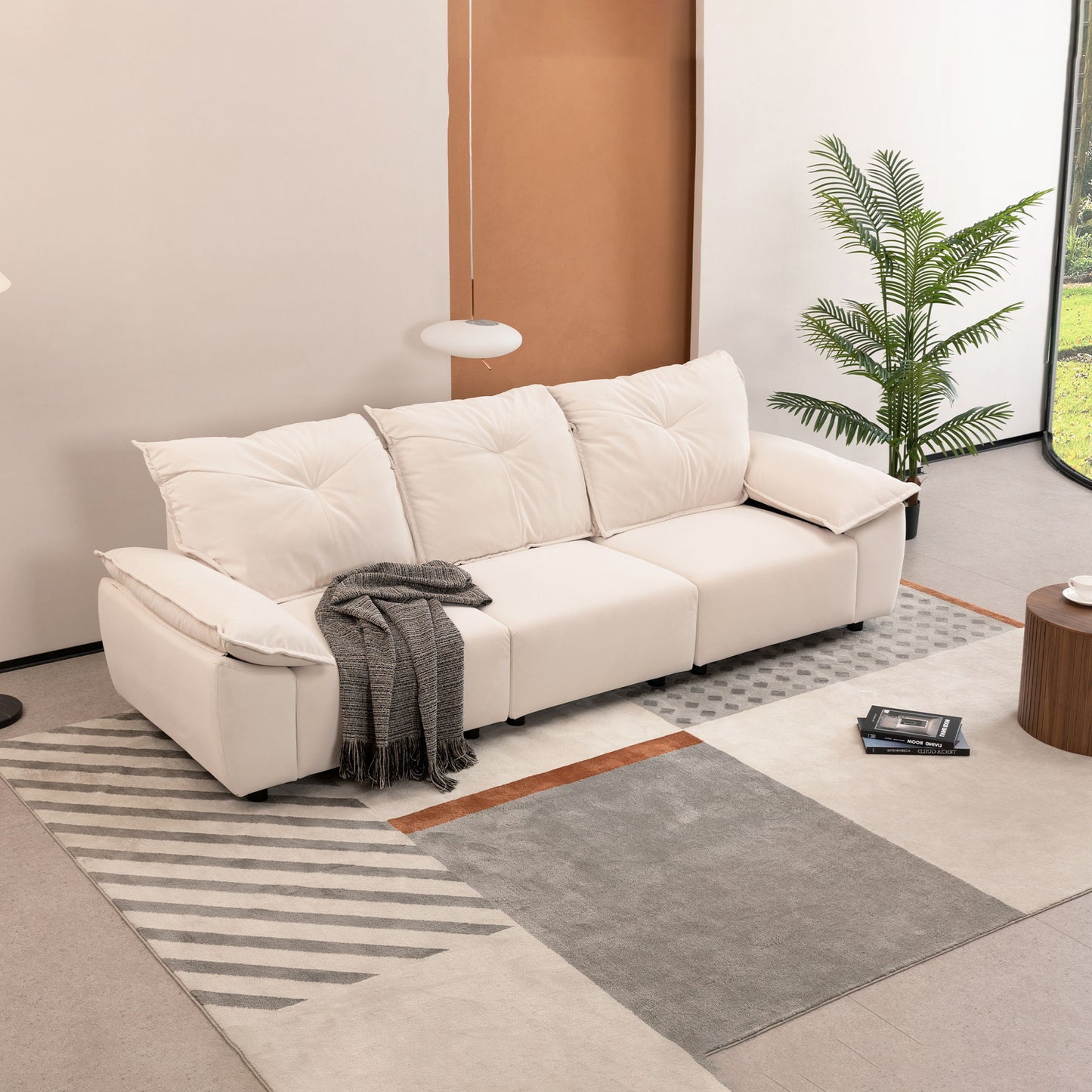 Modern Sofa With Removable Pillowcase And Backrest