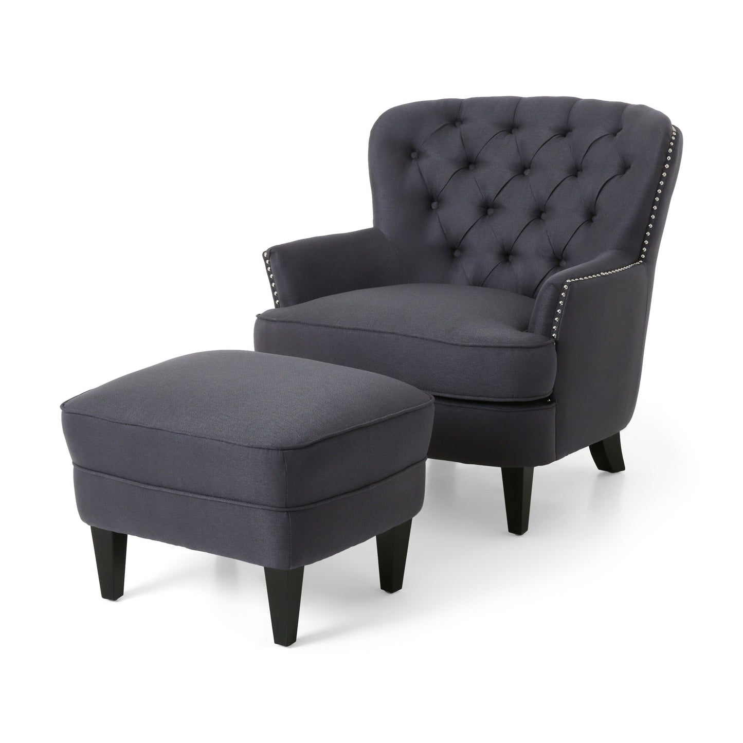 Enchante - Living Room Set With Tufted Back Club Chair And Ottoman