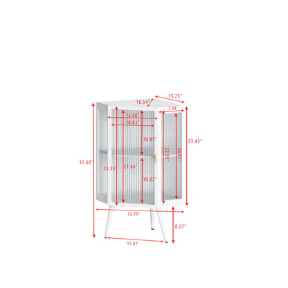 Corner Cabinet With Door And Shelves For Bathroom - White