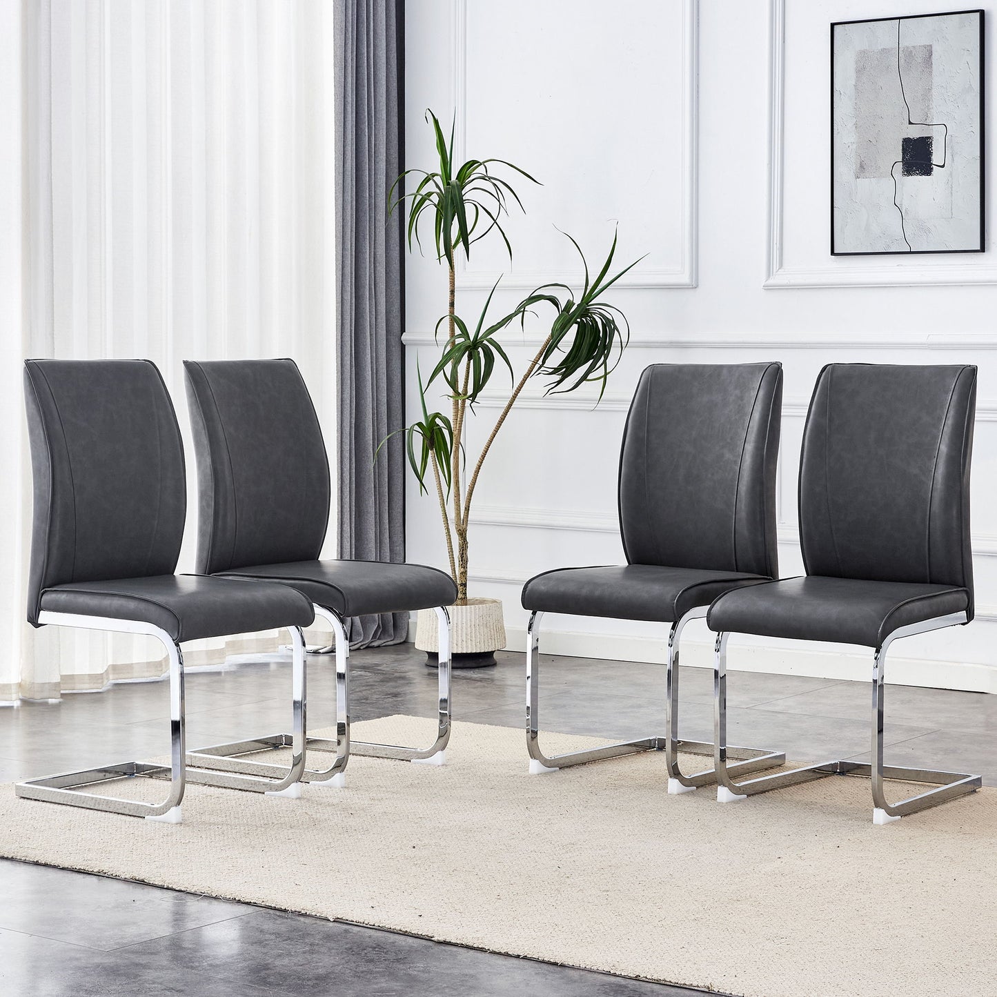 Luxury Simple Arch High Resilience Dining Chair With Arched Leg