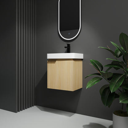 Wall Mounted Bathroom Vanity With Ceramic Sink And Storage Cabinet