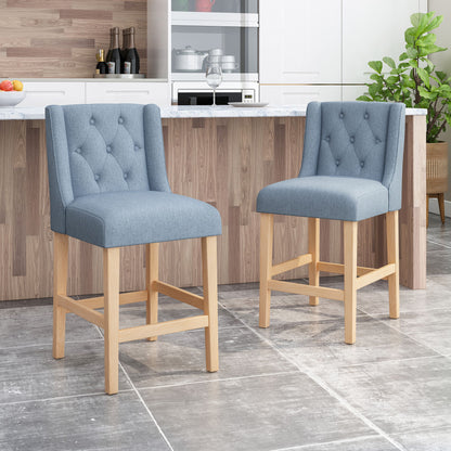 Vienna - Contemporary Fabric Tufted & Wingback Counter Stools (Set of 2)