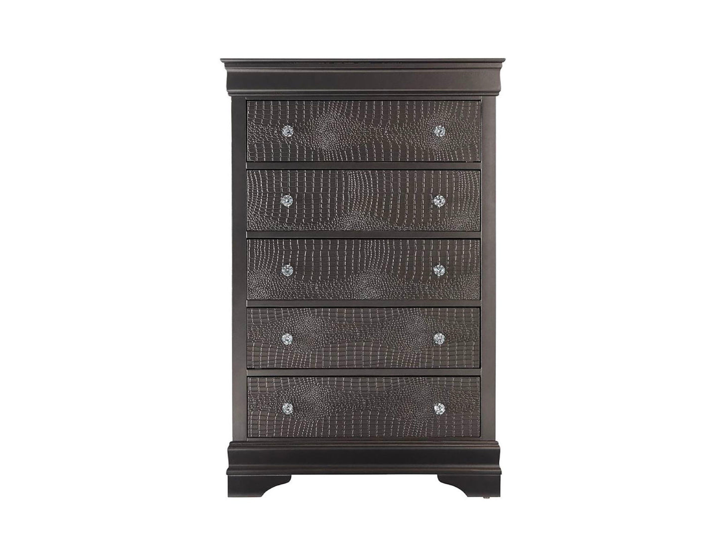 Global Pompei - 5 Drawer Chest - Metallic Gray