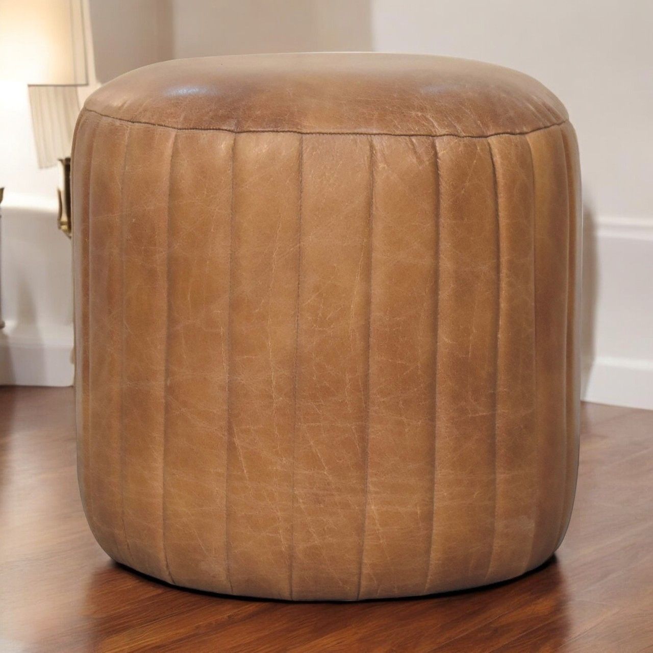 Buffalo - Leather Boucle Footstool - Brown