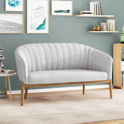 Mid Century Modern Loveseat With Channel Stitched Backrest