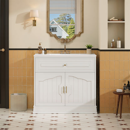 Bathroom Vanity With Sink, Cabinet With 2 Soft Closing Doors