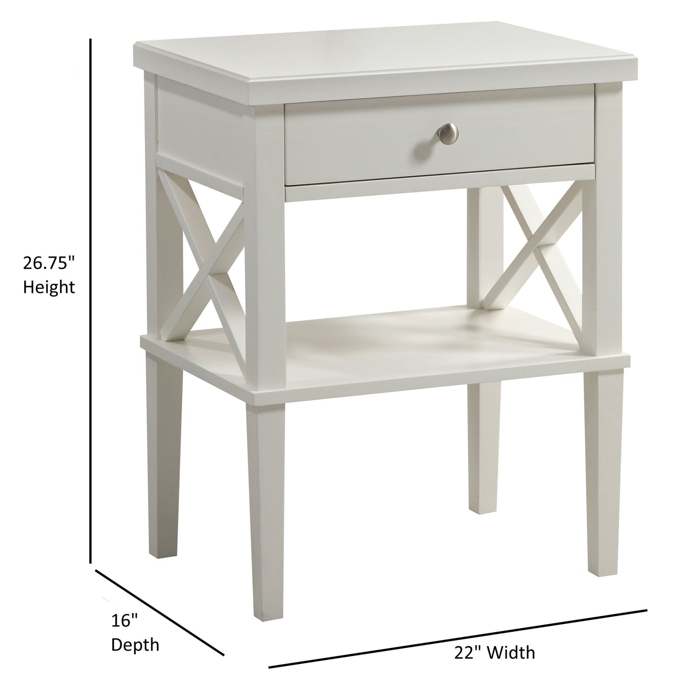 Madison - Nightstand With Open Shelf And Drawer And Decorative Side Panels