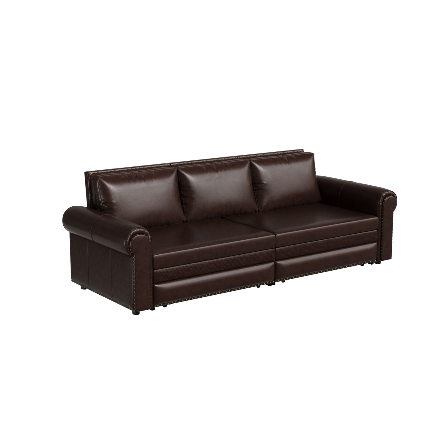 Pull Out Sofa Bed 3 In 1 Velvet Convertible Sleeper Sofa With Nailhead Trim & Rolled Arm, Multi Functional