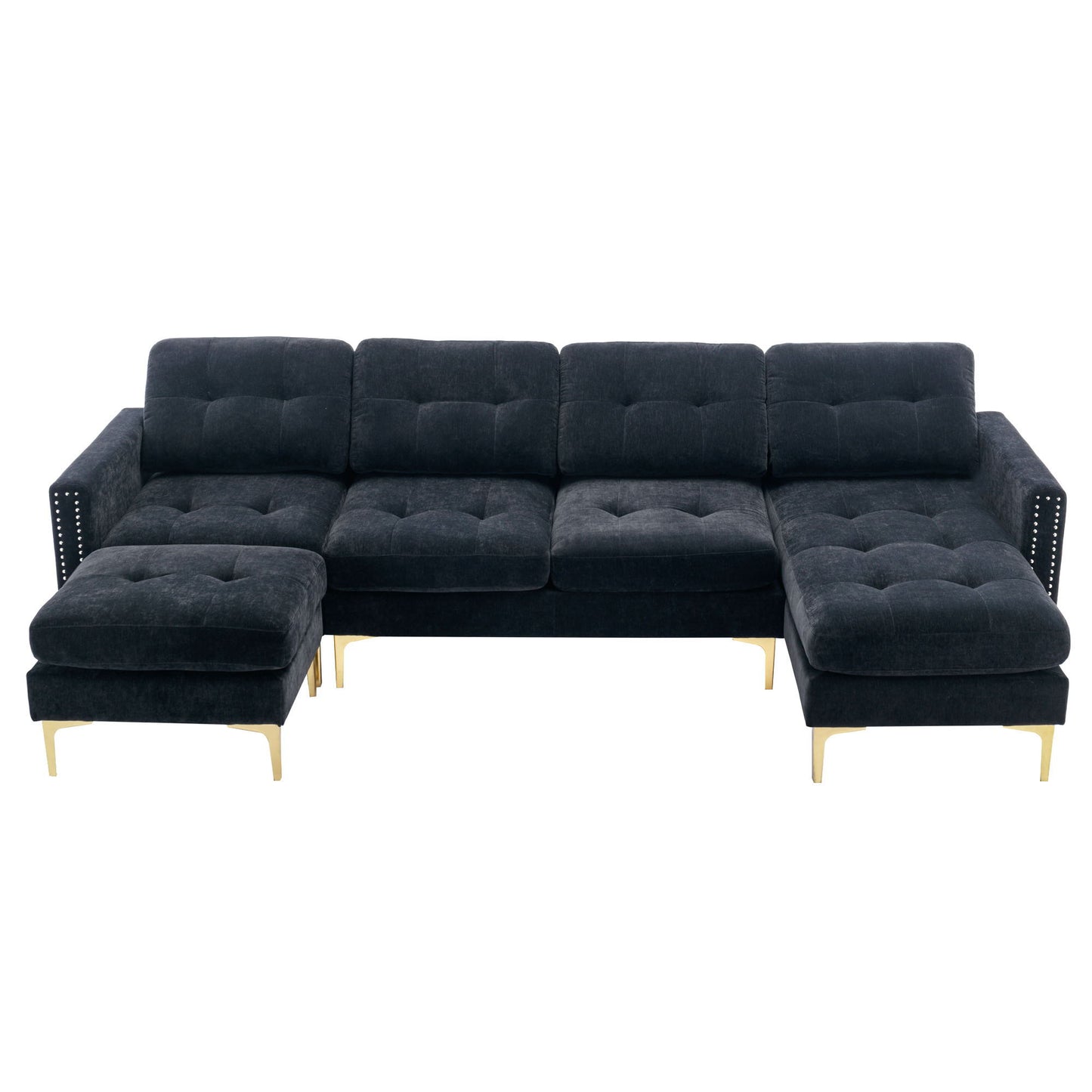 Modern L - Shape Convertible Sectional Sofa With Movable Ottoman