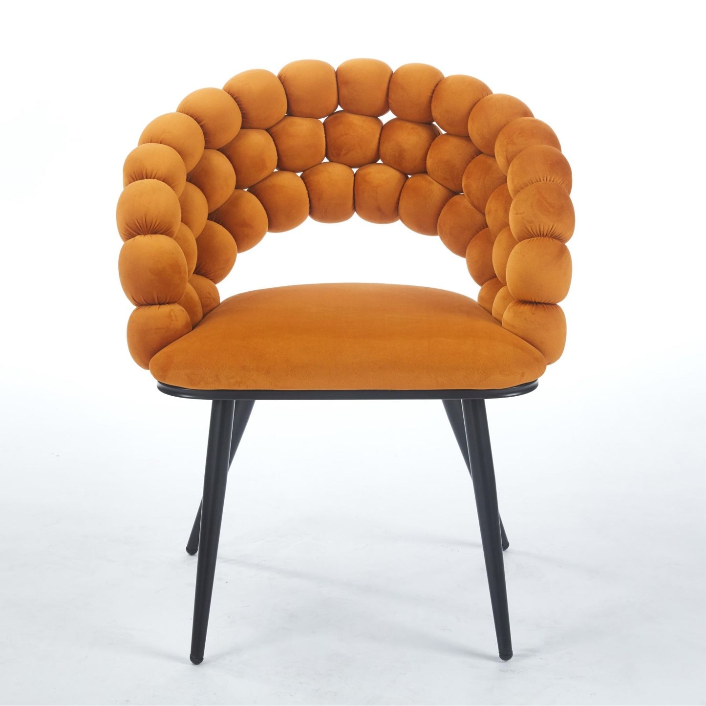 Modern Chair With Golden Color Iron Tube Legs, Soft Cushions And Comfortable Backrest, Suitable For Dining Room, Living Room, Cafe, Hairball Back