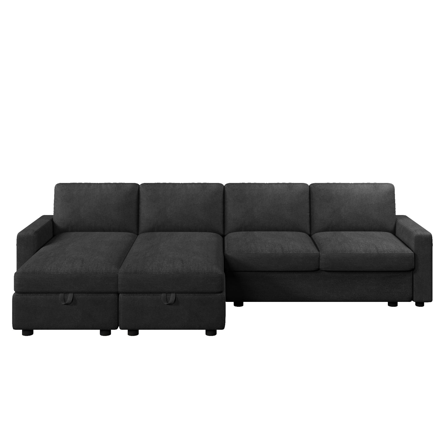 Convertible Sectional Sofa With Storage Chaise Lounges And USB Ports