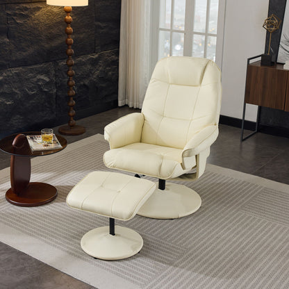 360° Swivel Reclining Chair With Wrapped Base, 5 Point Vibration Massage