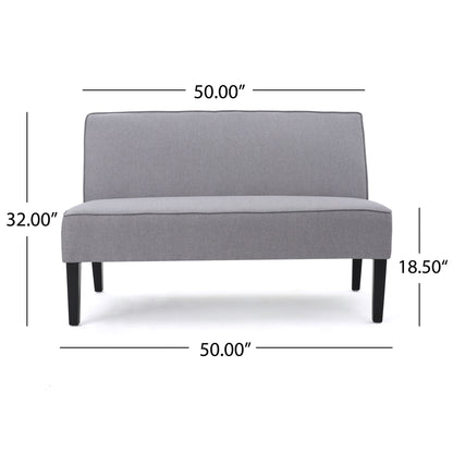 Contemporary Loveseat With Upholstered Fabric And Birch Wood Legs - Light Gray