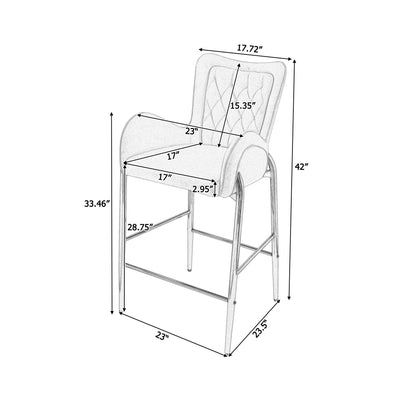 Velvet Fabric Counter Height Bar Stools (Set of 2)