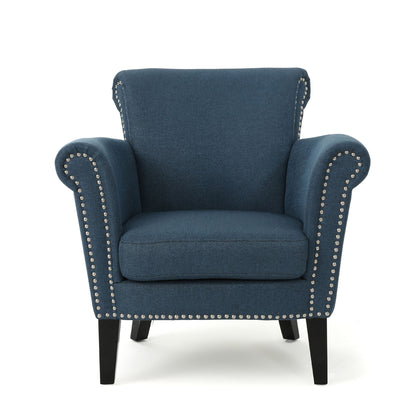 Elegant Club Chair With Nailhead Trim And Birch Wood Legs