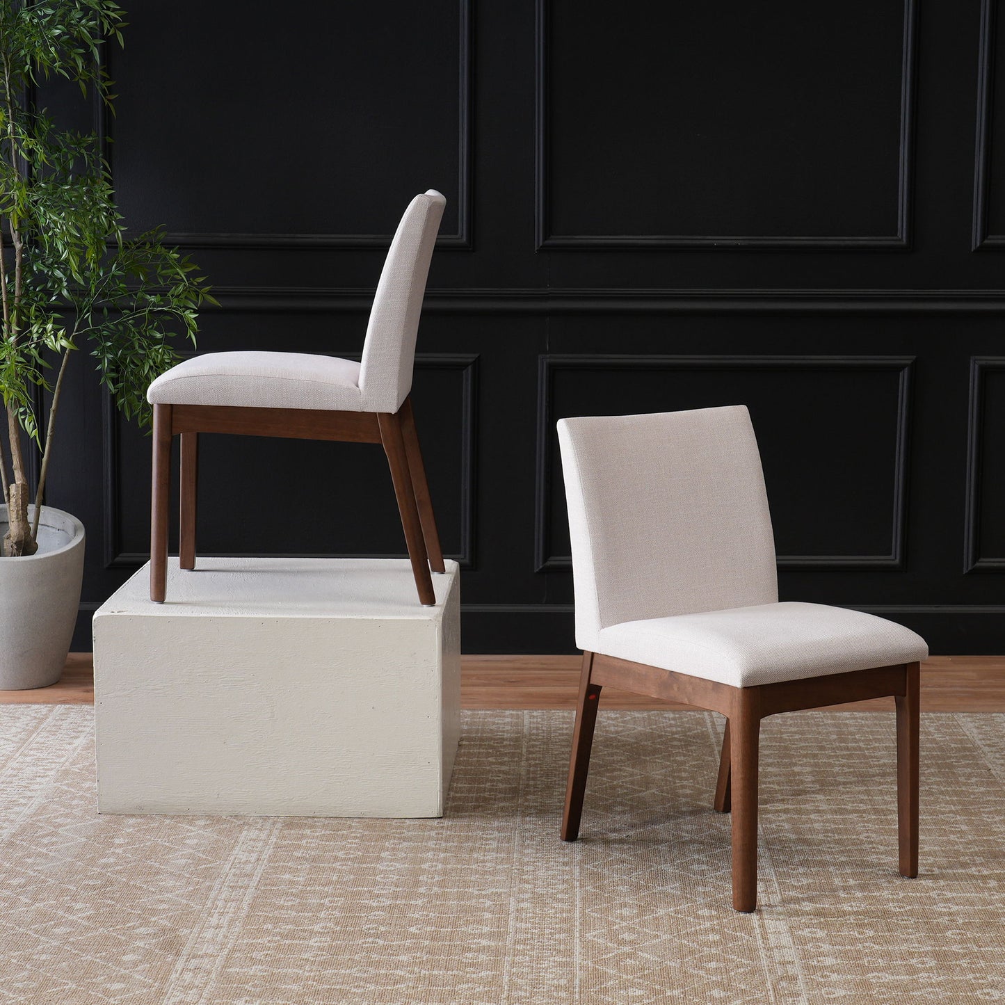 Contemporary Fabric Comfort Dining Chairs (Set of 2)