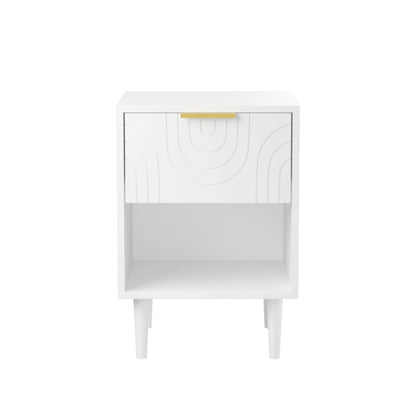 Nightstand With 1 Drawer And Open Shelf - White
