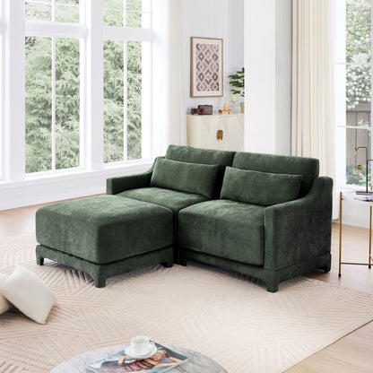 Stylish Sofa With Ottoman And Lumbar Pillows, Ergonomic Design