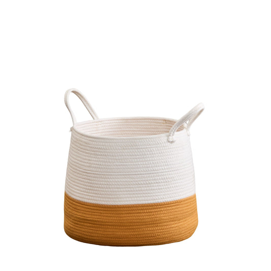 Francis Cotton Round Laundry And Storage Basket - Orange / White