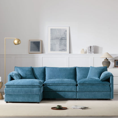 Modular Sectional With Deep And Wide Seat, Cloud Couch Set With Double Cushions Sofa With Movable Ottoman