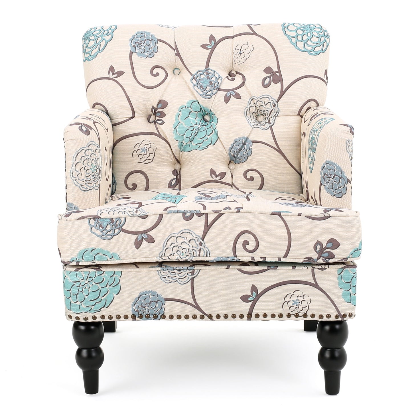 Vitality - Club Chair With Button Tufted Diamond Stitching And Turned Legs